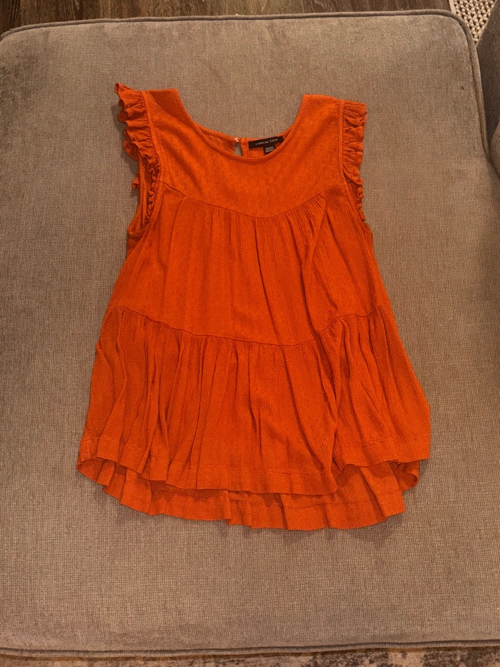 American Eagle Outfitters Orange Ruffle Tank Top